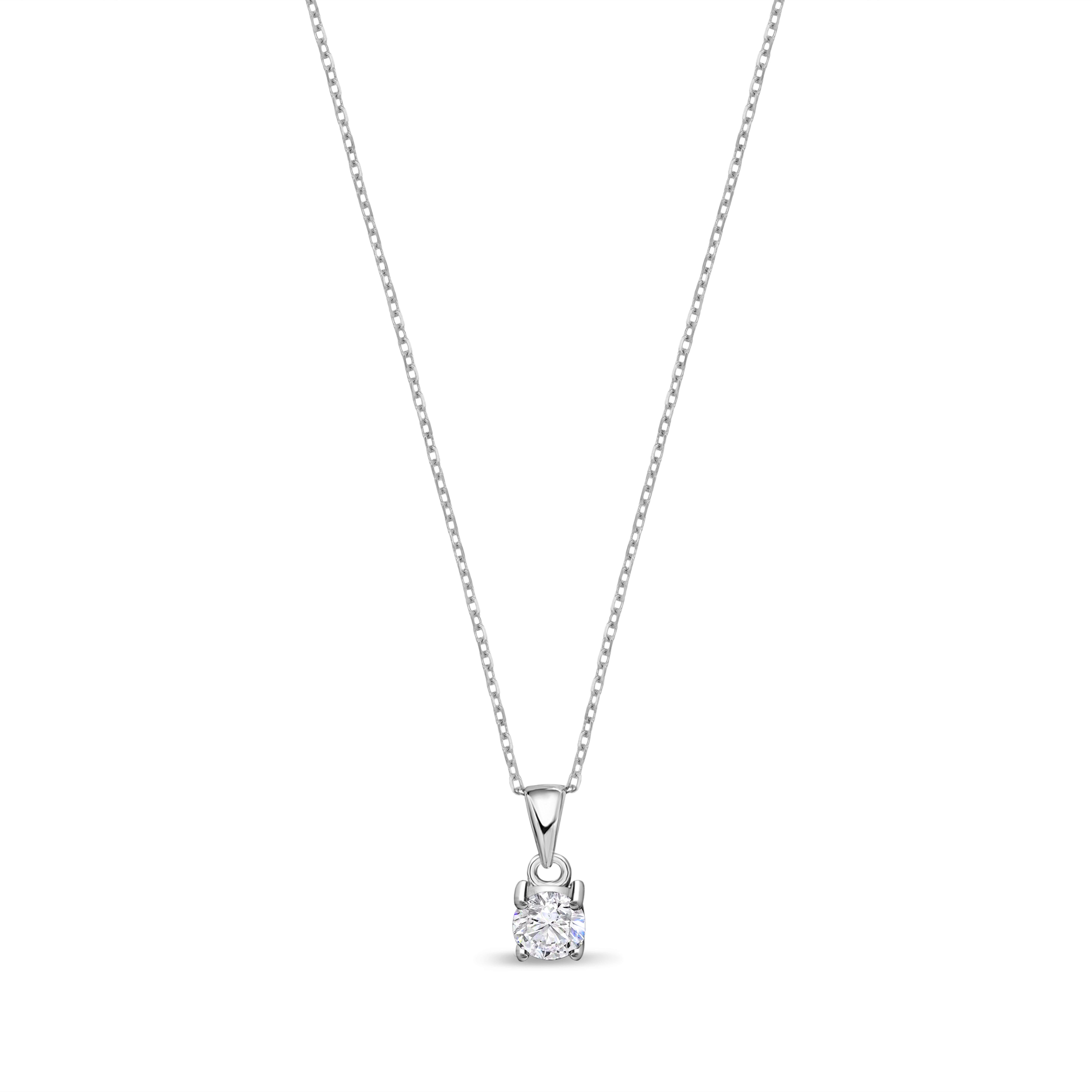 Collar de Circón Solitario de 5 mm de Plata 925