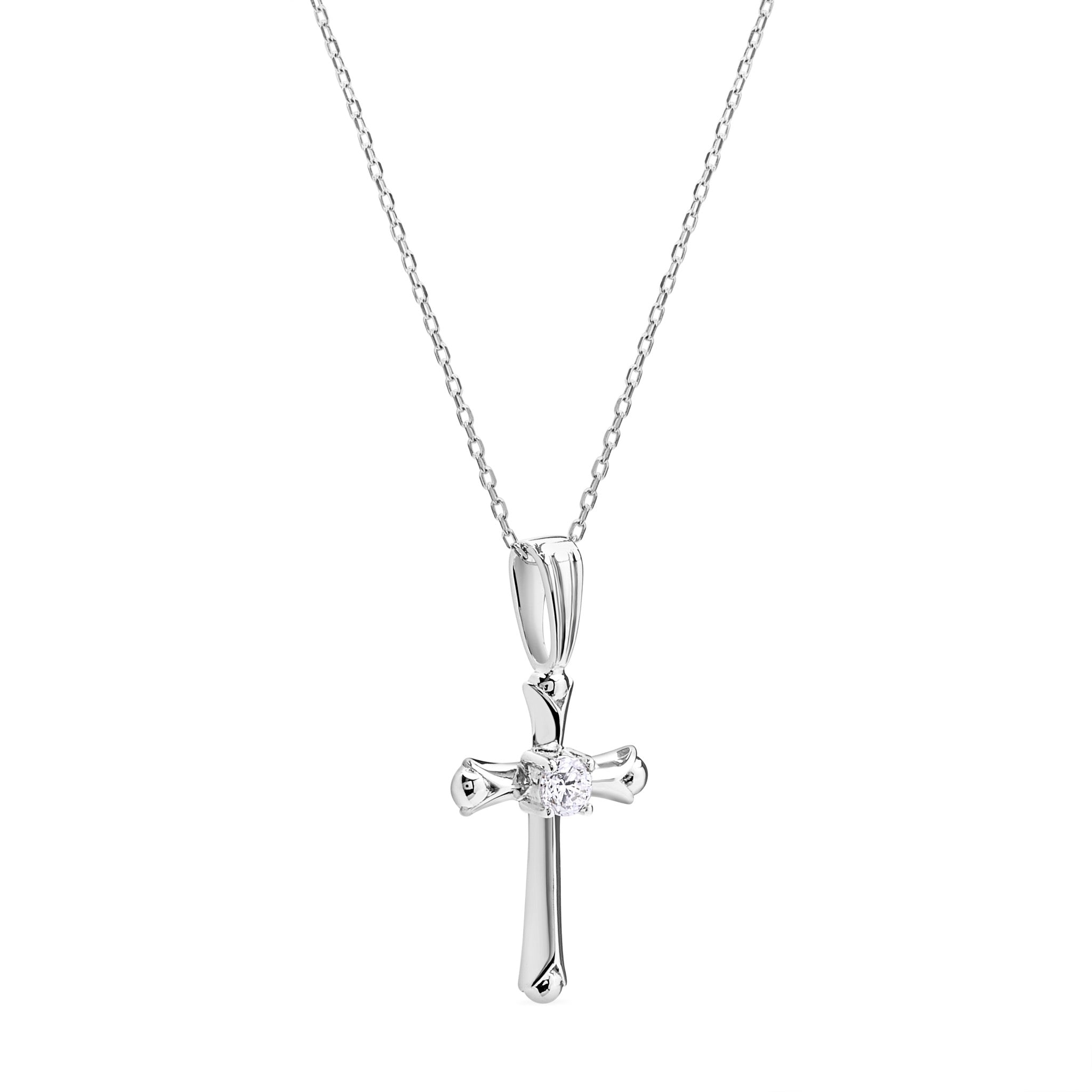 Collar Religioso con una Cruz de 20mm con un Circón de Plata 925