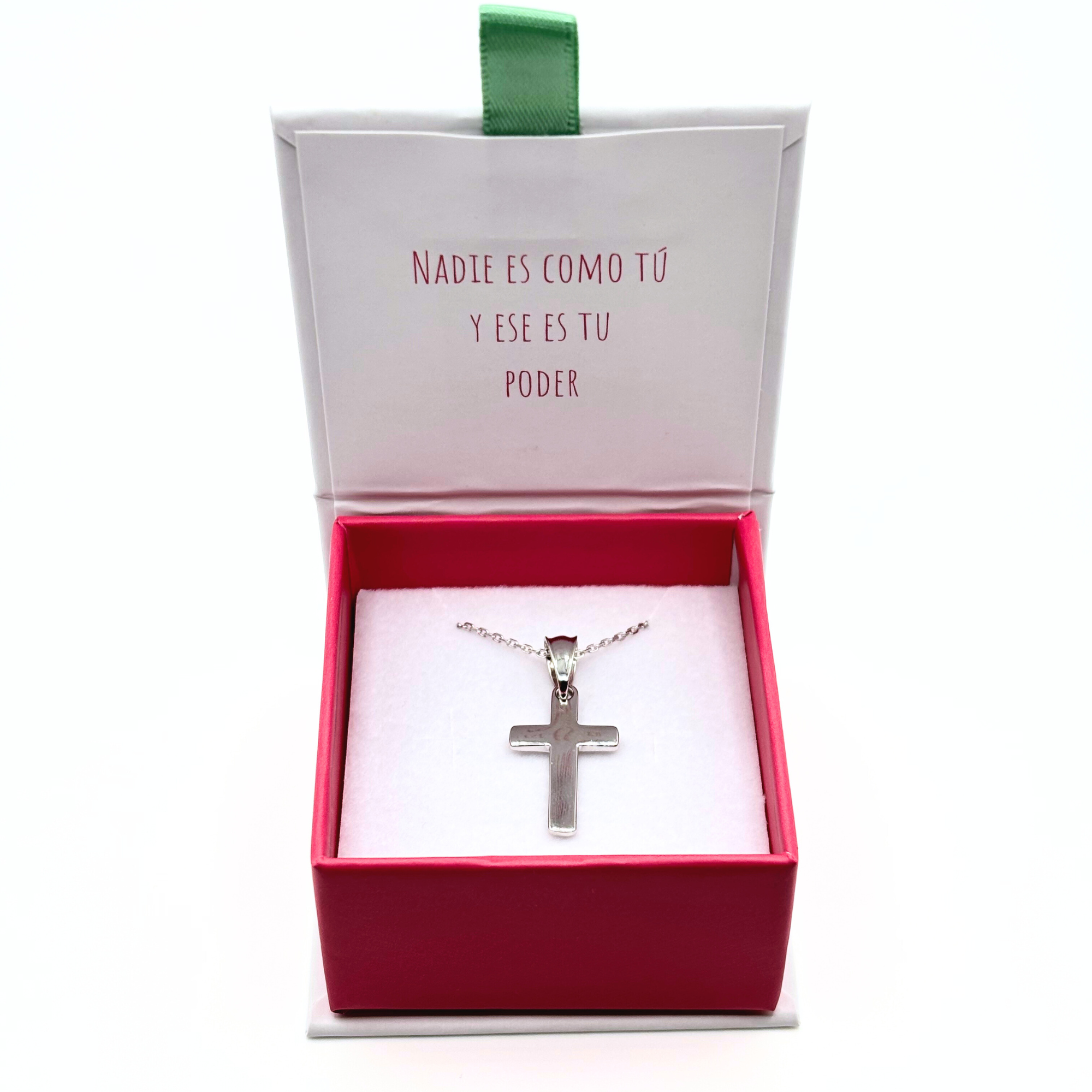 Collar Religioso con Cruz plana en Plata 925