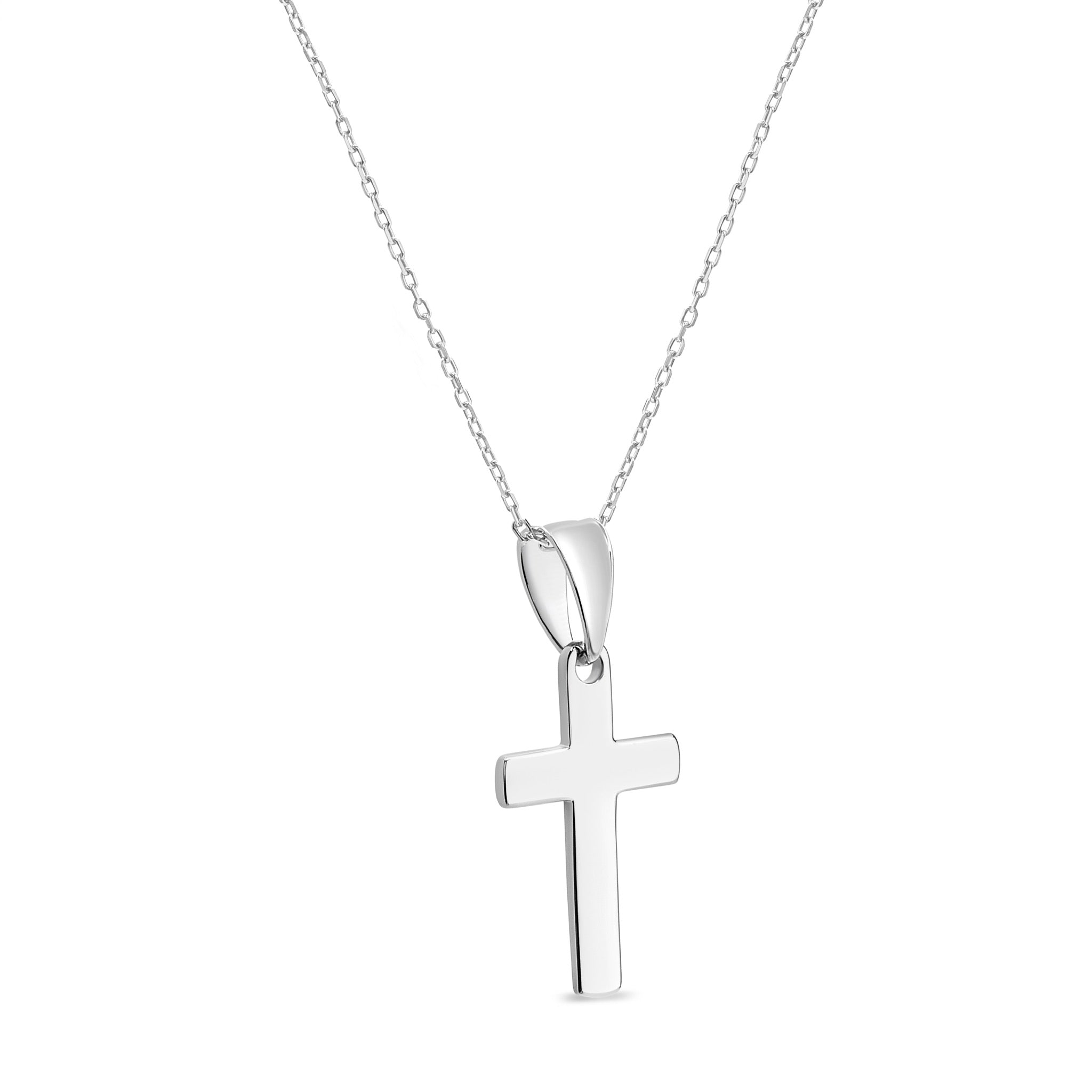 Collar Religioso con Cruz plana en Plata 925